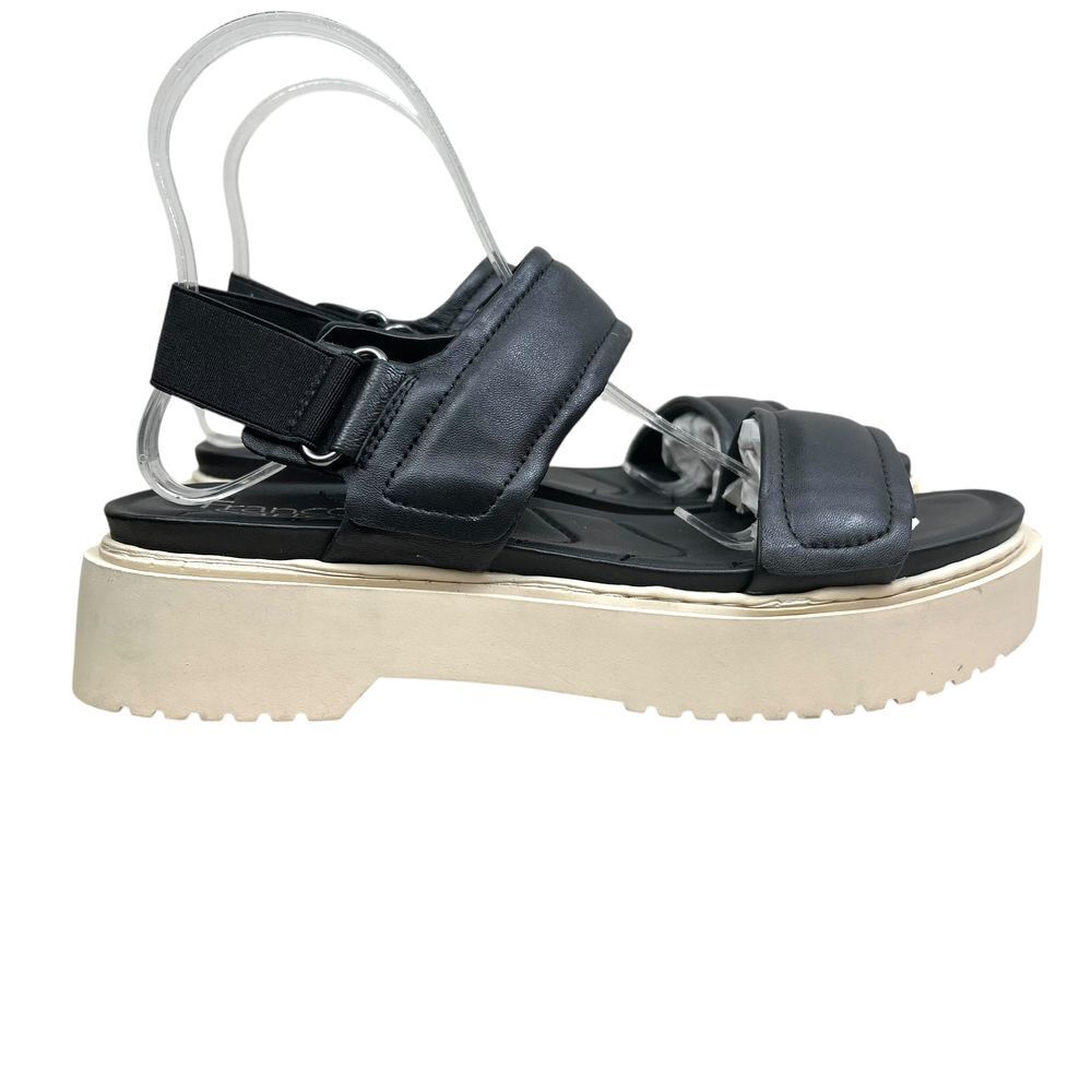 Franco Sarto Womens Winda‎ Sandals Platform Chunky Black Leather Strappy Sz 9M